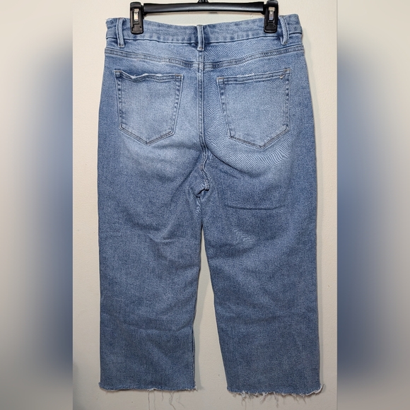 Mica Wide Leg Cropped Jeans High Waist Stretch Raw Hem Women's Size 30" - Picture 4 of 5